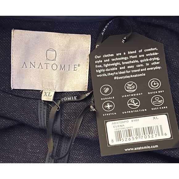 NWT Anatomie Elena Cropped Navy Blue Textured Stretch Jacket Women's XL - Picture 6 of 8